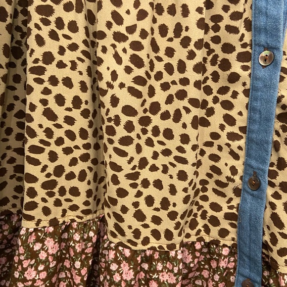 ODDY Blue and Brown Patterned Dress - Picture 3 of 7